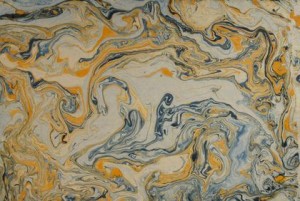 Lokta Marble Blue, Yellow, Gold on Natural